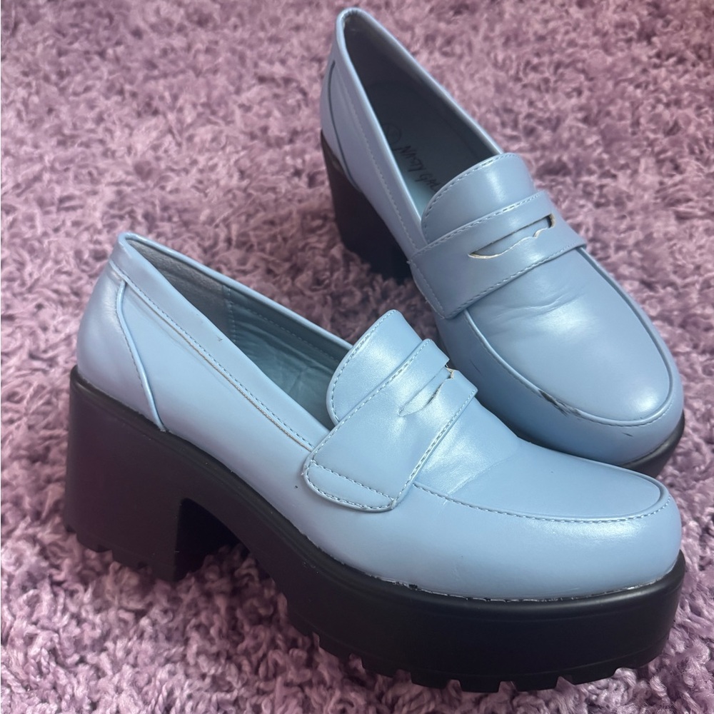 Nasty Gal pastel blue loafers